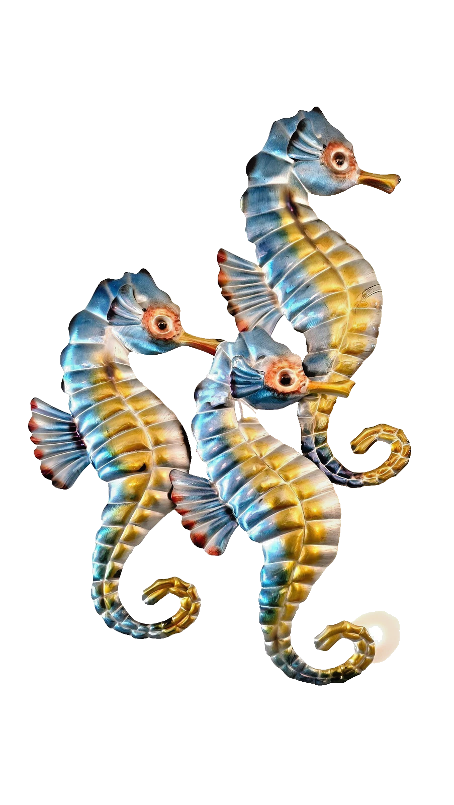 Set of 3 Coastal Decorative Seahorse Wall Art Sculptures