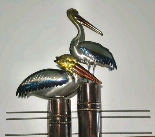 Metal Pelican Wall Art Sculpture Coastal Decor