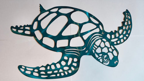 10x17 inches Blue Metal Color  Flat Design Sea Turtle Wall Mount