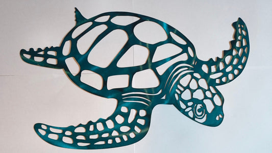 10x17 inches Blue Metal Color Flat Design Sea Turtle Wall Mount