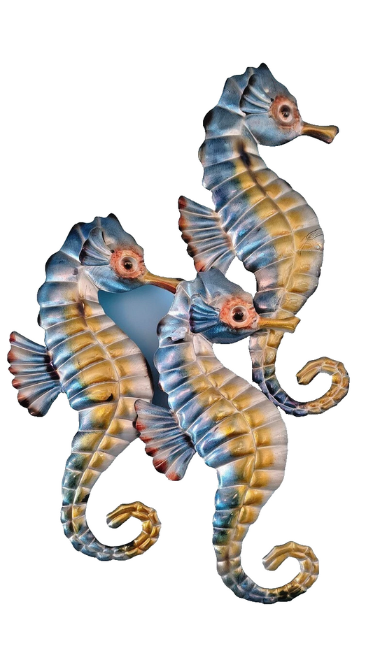 Set of 3 Coastal Decorative Seahorse Wall Art Sculptures
