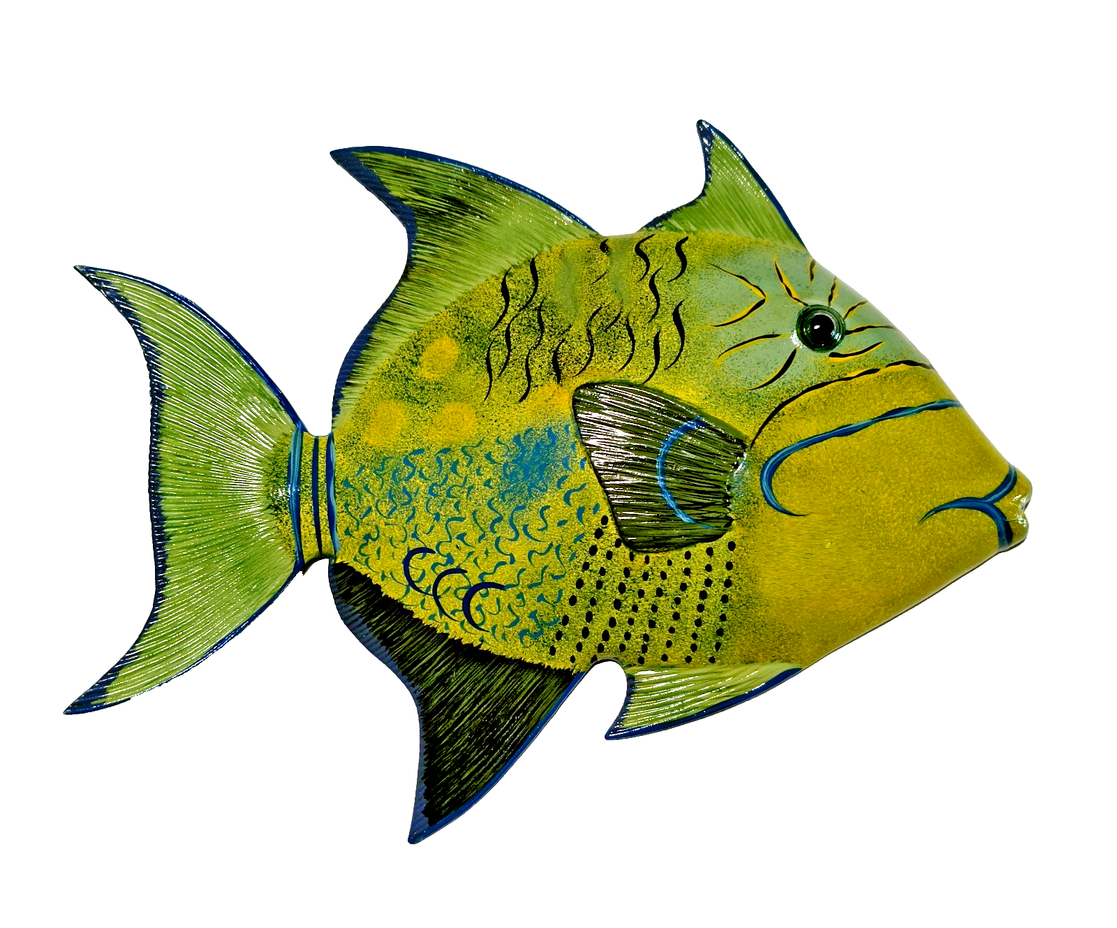 12 Inch PolyResin Tropical Colors Realistic Hand Painted Fishes Wall Mount 