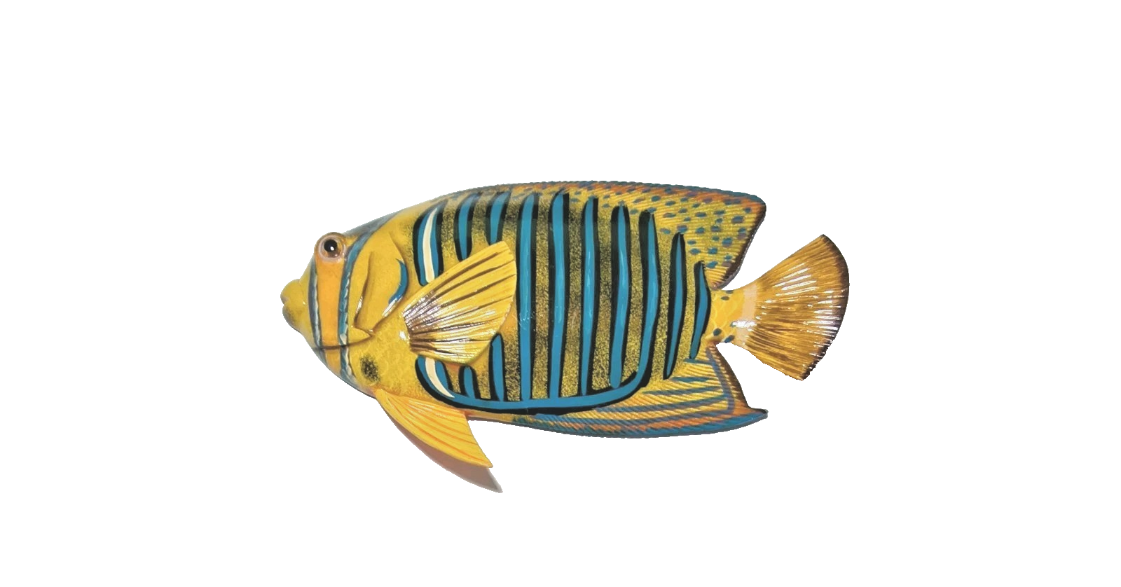 12 Inch PolyResin Tropical Colors Realistic Hand Painted Fishes Wall Mount 