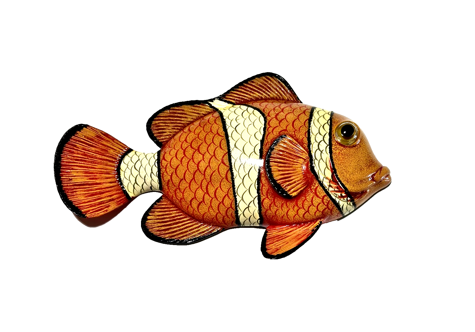 12 Inch PolyResin Tropical Colors Realistic Hand Painted Fishes Wall Mount 