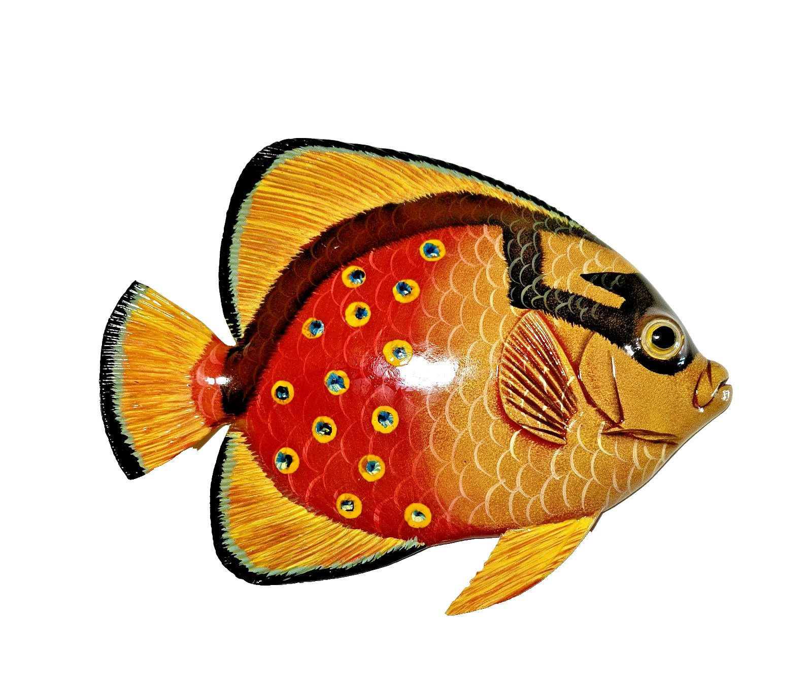 12 Inch PolyResin Tropical Colors Realistic Hand Painted Fishes Wall Mount 
