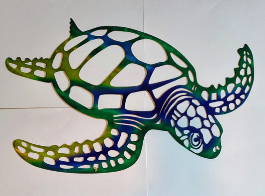 10x17 inches Multiple Metal Colors Flat Design Sea Turtle Wall Mount