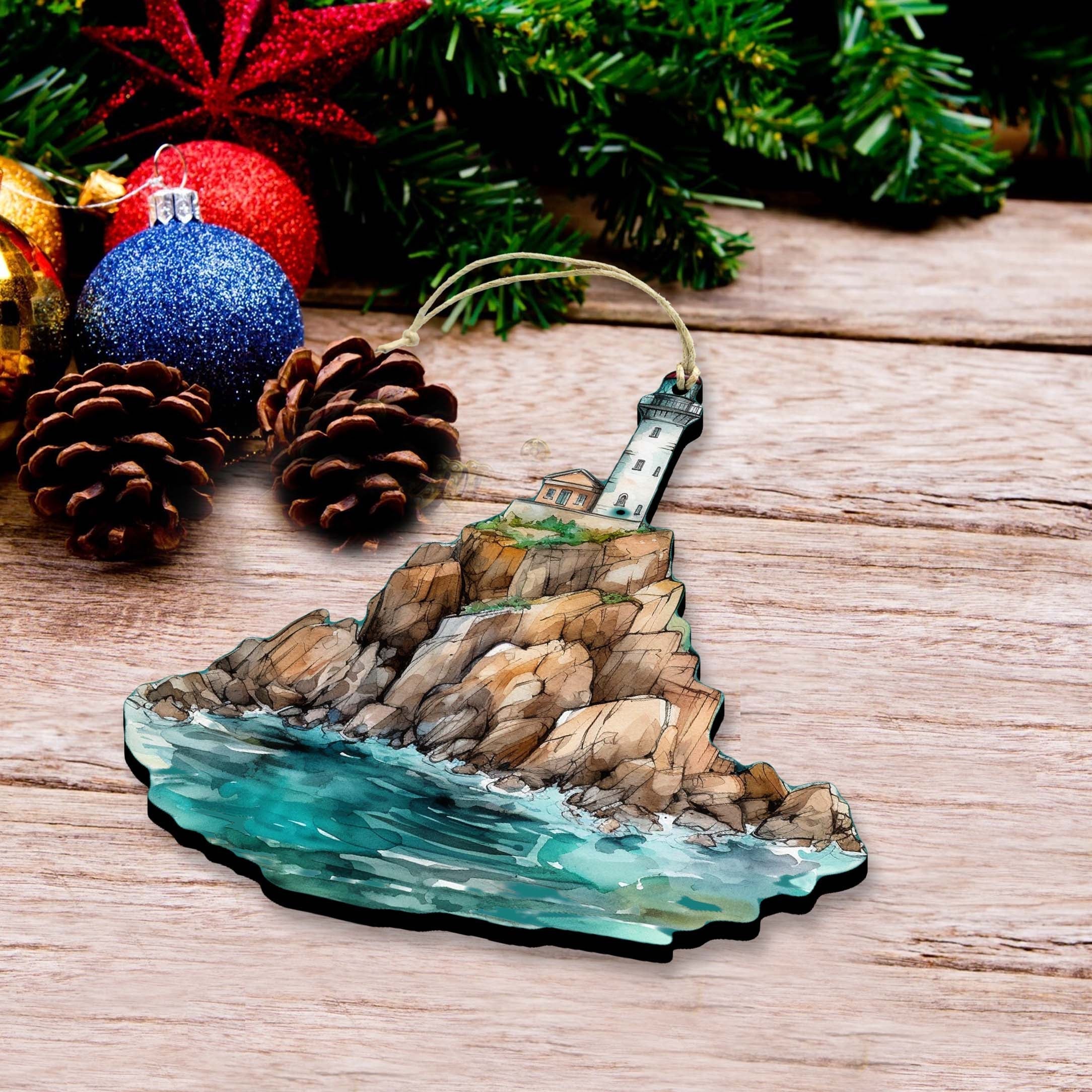 Lighthouse Decorative Eco Wood Ornaments Set of 3 by G. Debrekht - Coastal Decor - 8091022-S3
