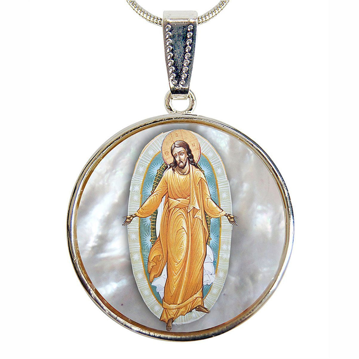Chrysostom Silver Plated Mother of Pearl Silver Necklace - 43059
