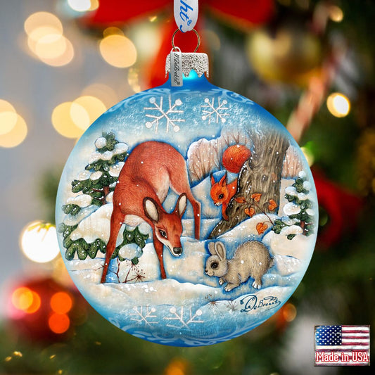 Forest Friends Ball Glass Ornament by G. DeBrekht - Wildlife Holiday Decor - 73412