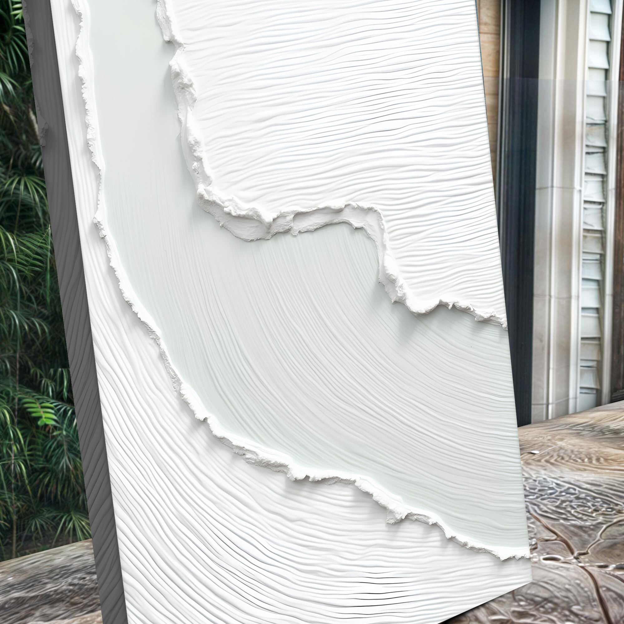 Abstract minimalist wave canvas wall art by Tailored Canvases featuring flowing wave design on textured canvas.