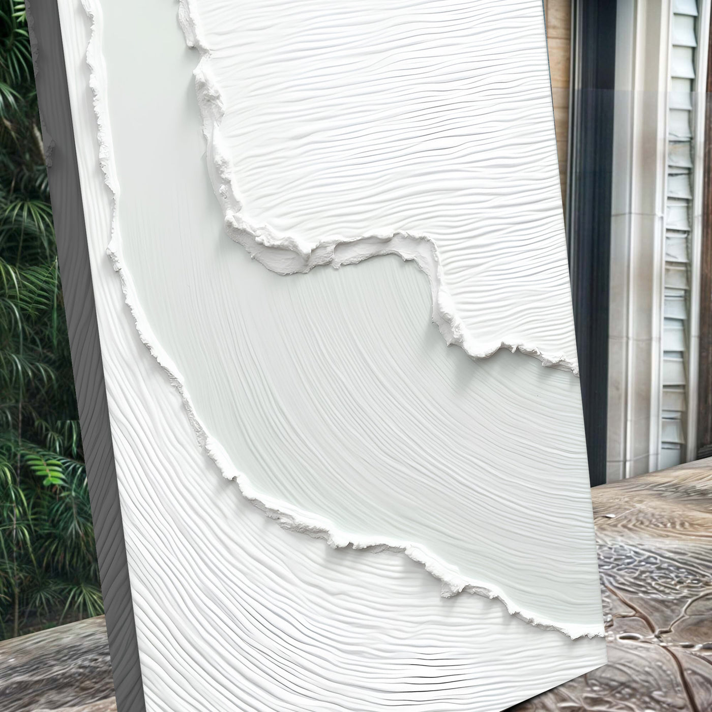 Abstract minimalist wave canvas wall art by Tailored Canvases featuring flowing wave design on textured canvas.