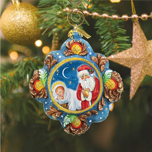 Saint Nick Reason for The Season Sculpted Hand-Painted Christmas Ornament by G. DeBrekht - Christmas Santa Snowman Décor - 6102544