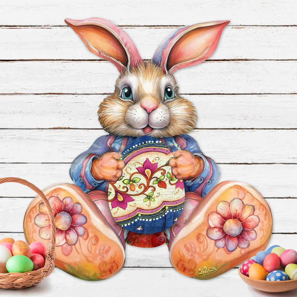 Easter Bunny Boy with Egg Holiday Door Decor by G. Debrekht - Easter Spring Decor - 8652767H