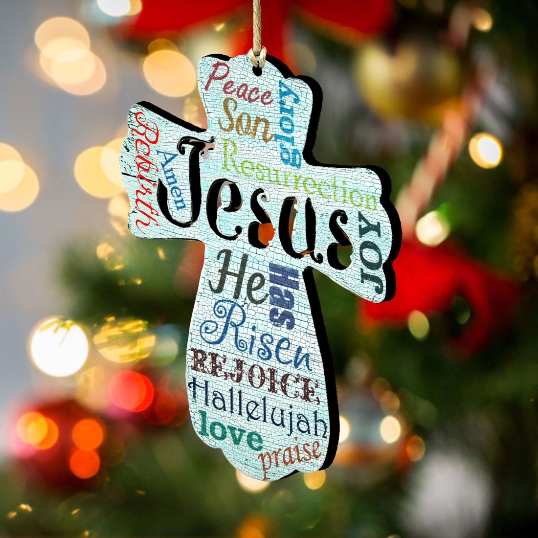 Jesus Cross Wooden Ornaments by G. DeBrekht - Easter Spring Decor - 8198715
