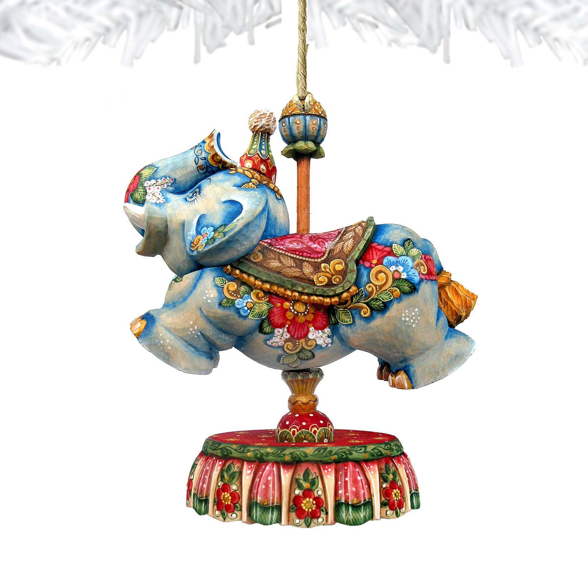 Carousel Elephant Wooden Ornaments by G. DeBrekht - Carousel Holiday Decor - 8114043