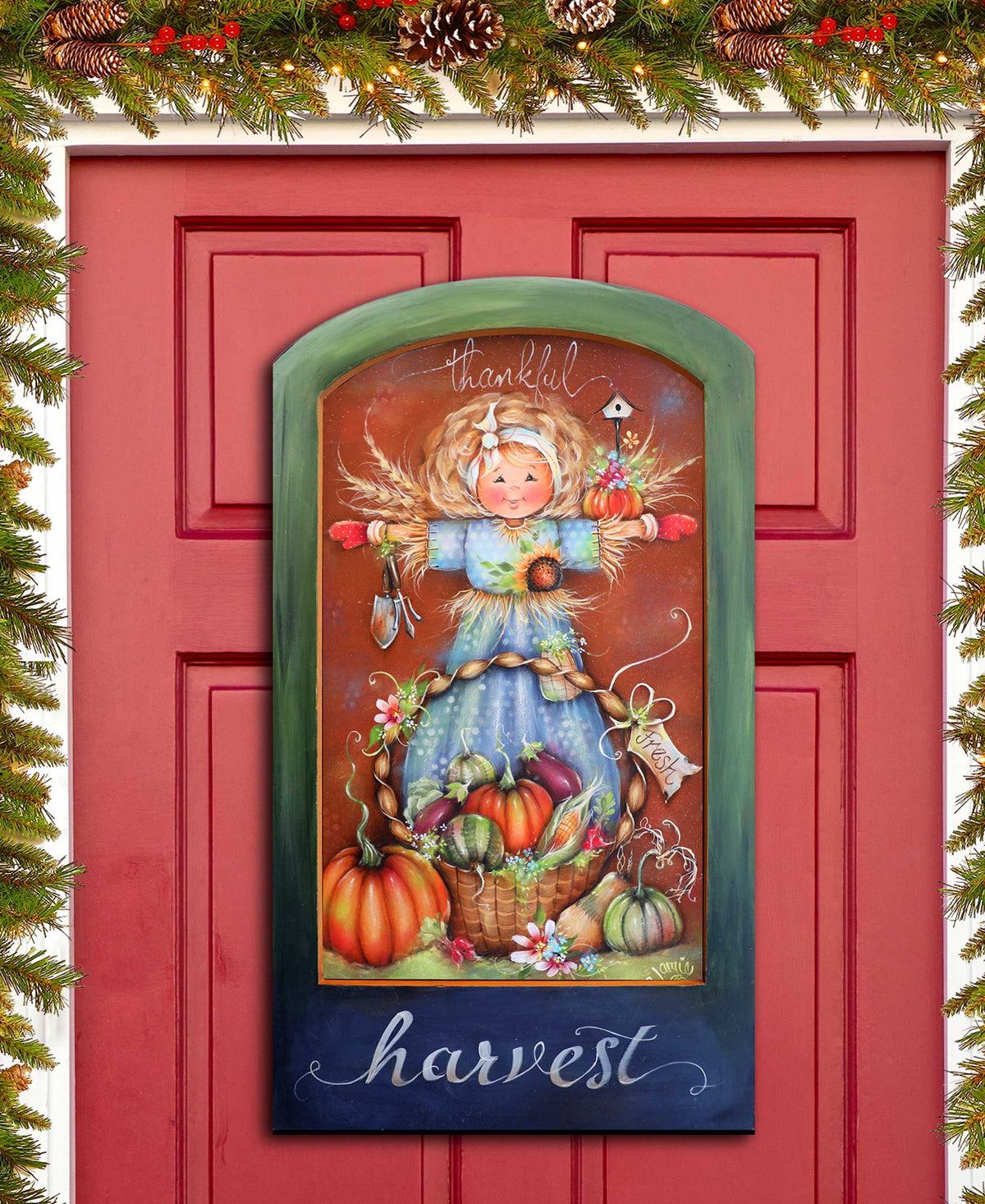 Thankful Harvest Holiday Door Decor by Jamie Mills-Price - Thanksgiving Decor - 8611076H-MP
