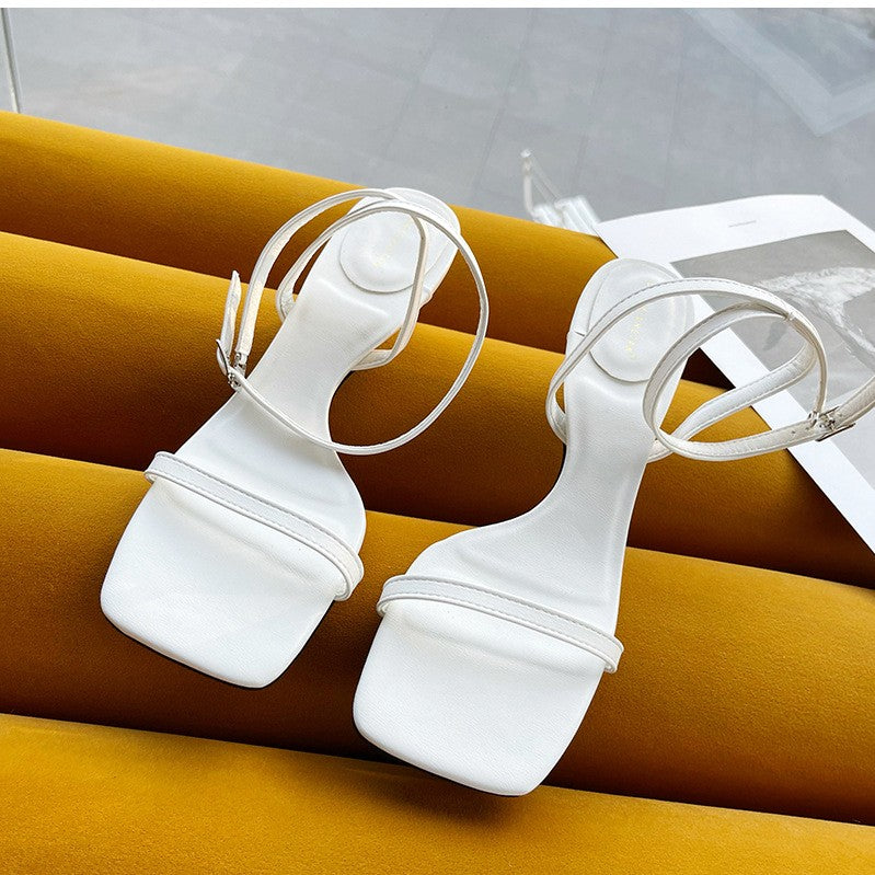Colorful Women Sandals Slides Slippers Square Open Toe Slip On Thin Mid Heels Pumps Casual Narrow Band Open Toe Sandals Flip Flops Slip On Fashion Dress Heels Back High Heel Slide Slipper
