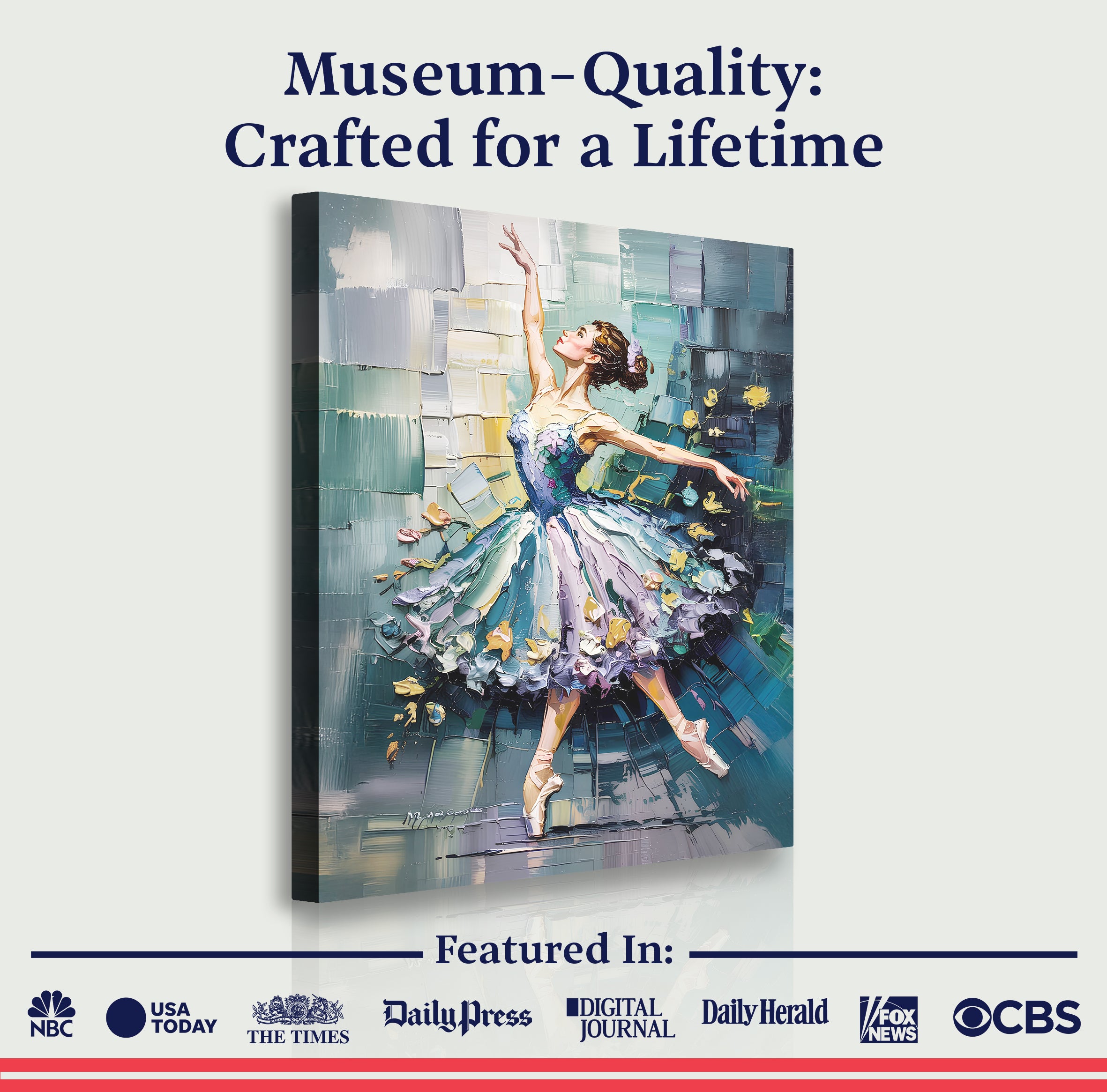 Abstract ballerina wall art on canvas by Tailored Canvases, featuring a graceful dance-inspired design in soft tones.