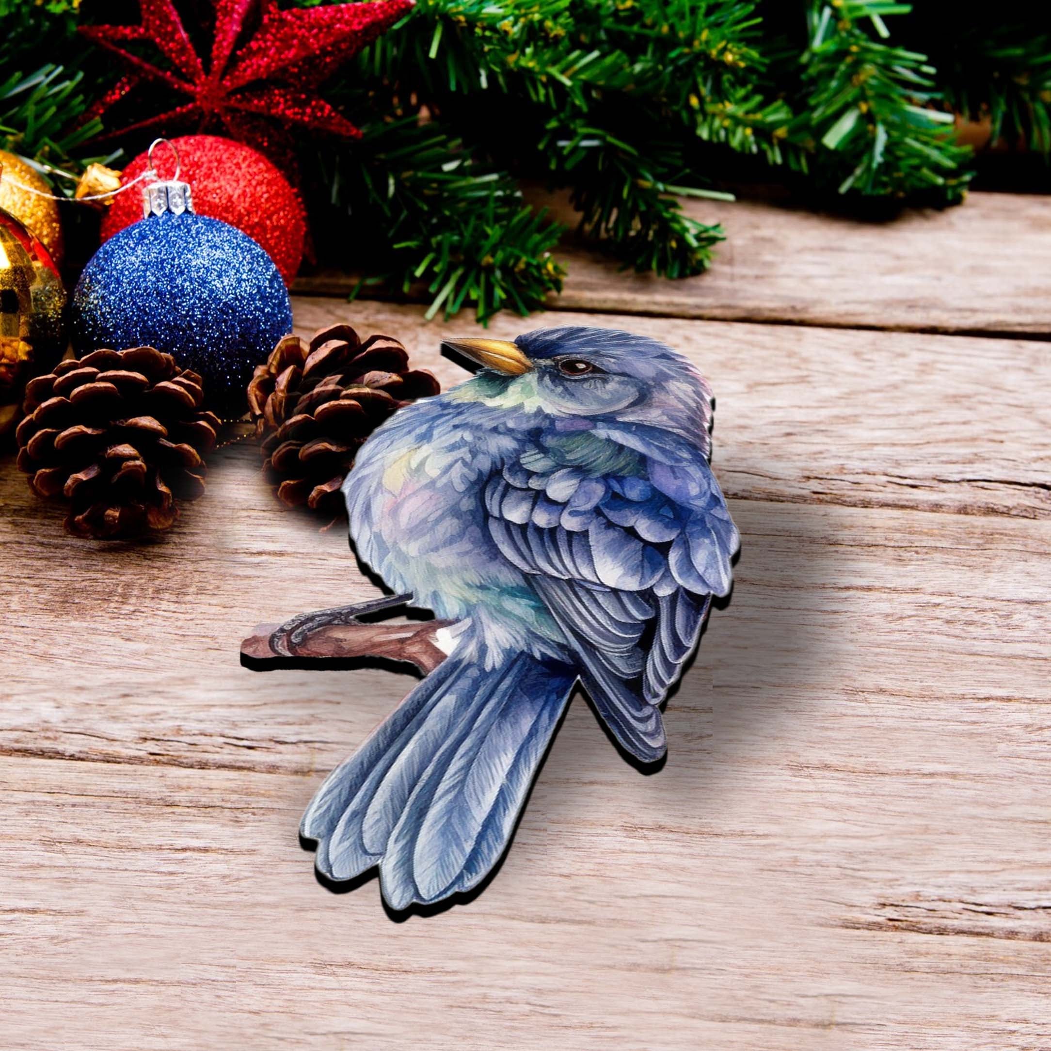 Forest Birds Decorative Eco Wood Ornaments Set of 3 by G. Debrekht - Nature Wildlife Decor - 8091005-S3