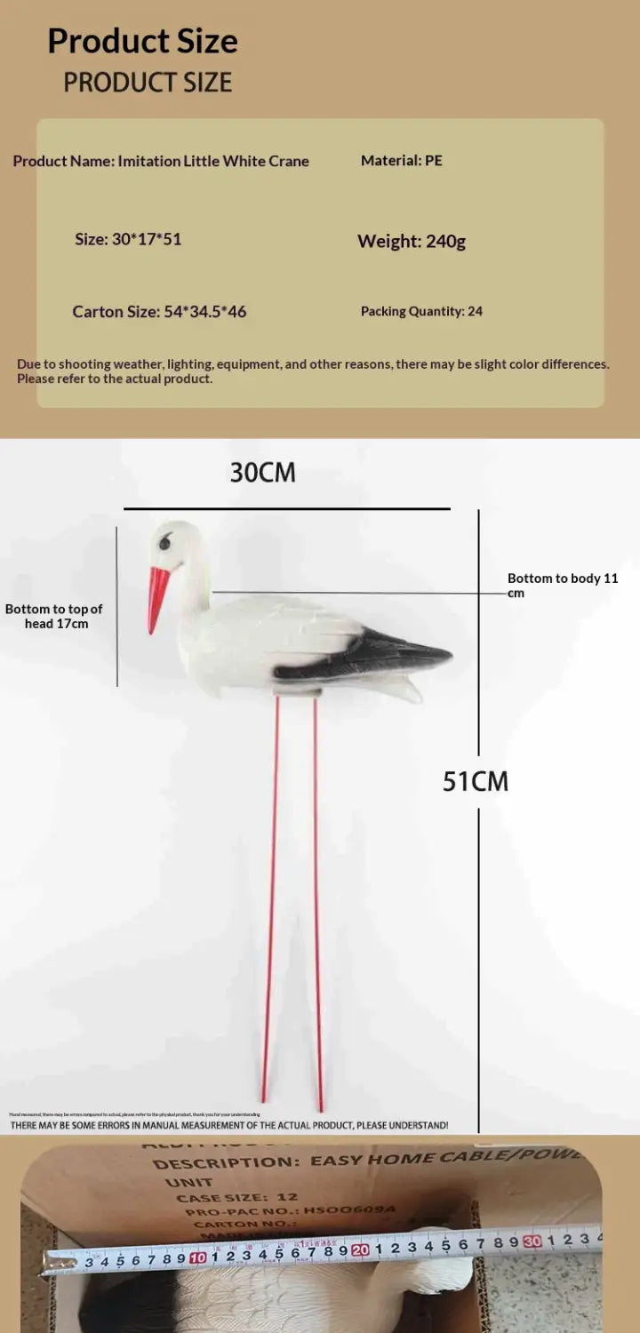 Plastic White Crane Garden Landscape Decor