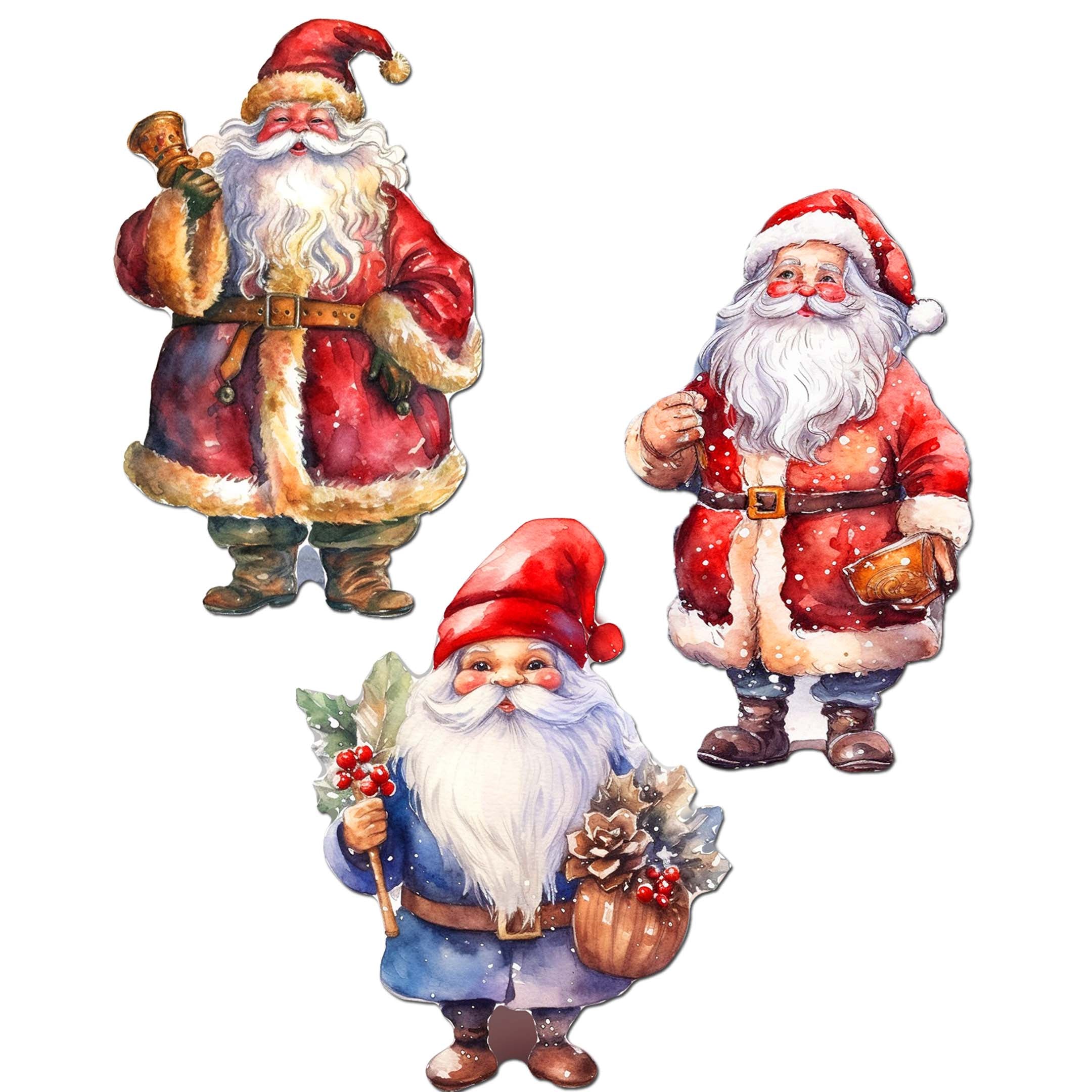 Santa Clip-On Eco Wood Decorative Ornaments Set of 3 by G. Debrekht - Christmas Decor - 8091009C-S3