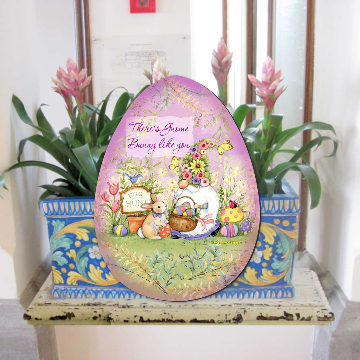 Spring Garden Gnome Door Decor by Susan Winget - Easter Decor - 8471121H-SW