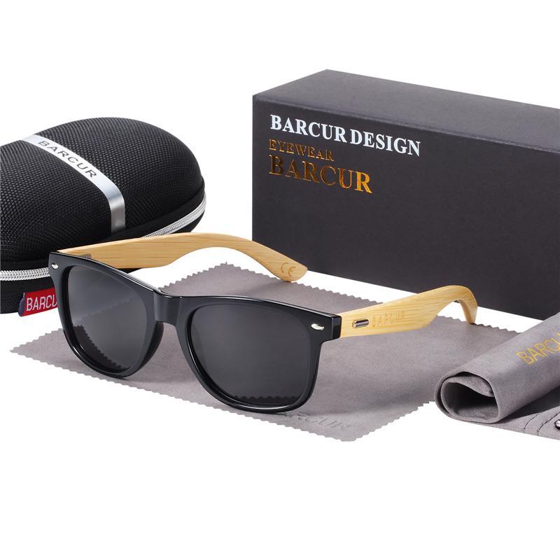 STEVVEX Bamboo Shades Dark Sunglasses Square Night Glasses Polarized Wood Handmade Eyewear For Women and Men With UV400 Protection