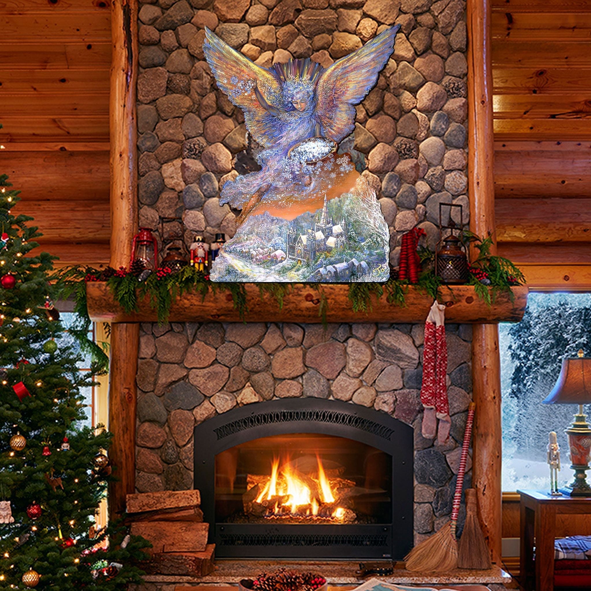 Snow Angel Wall Decor Over the Door Wooden Hanger by Josephine Wall - 842131F-JW