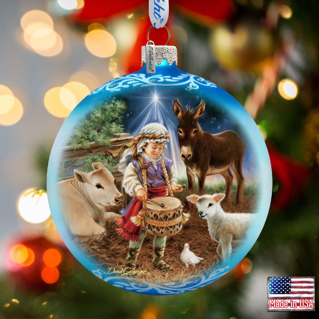 Holy Night Glass Ornament Set of 3 by D. Gelsinger - Nativity Holiday Décor - 73748-S3-DG