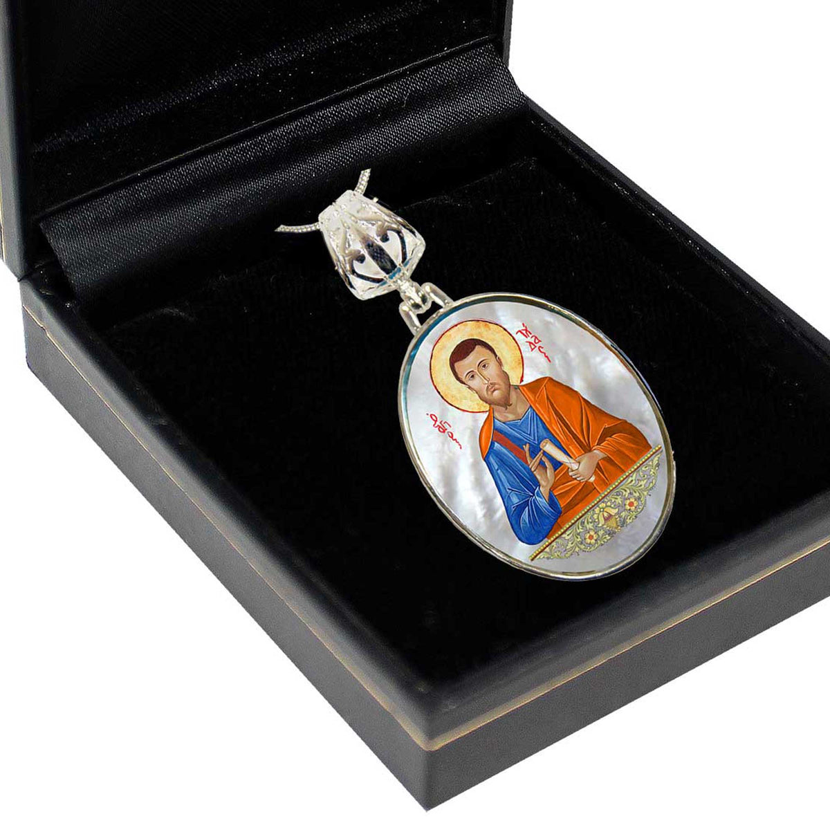Saint Jude Silver Plated Mother of Pearl Necklace Jewelry - 43036