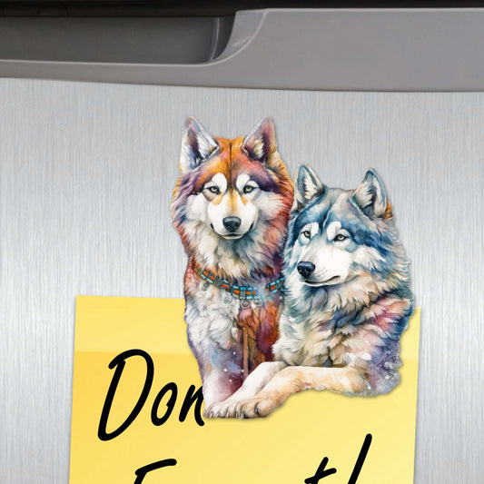 The Graceful Huskies Decorative Eco Wood Magnets Set of 6 by G. Debrekht - Wildlife Decor - 8090115G-S6