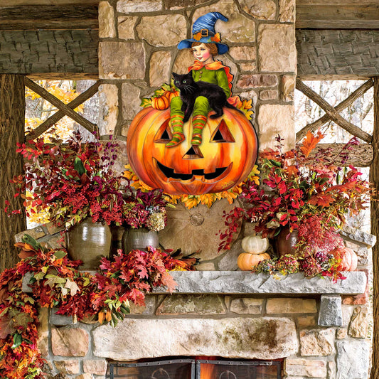 Boy on Pumpkin Holiday Door Decor by G. DeBrekht - Halloween Decor - 8652795H