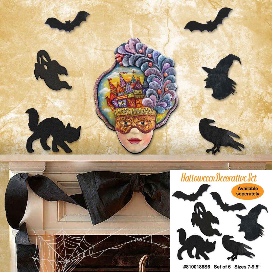 Carnival Mask Halloween  Door Decor by G. DeBrekht - Thanksgiving Halloween Decor - 8161038H