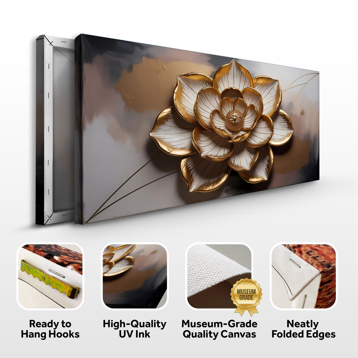 Golden Lotus Minimalist Abstract Wall Art