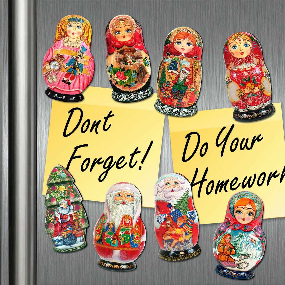 Beardy Santa Shaped Refrigerator Eco Wood Magnets Set of 3