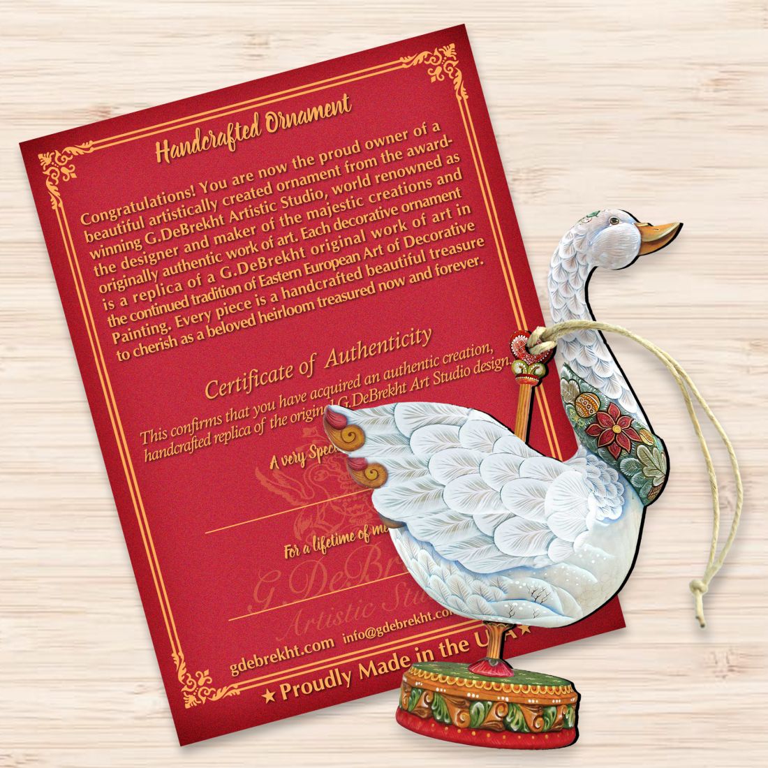 Carousel Goose Christmas Wooden Ornaments by G. DeBrekht - Carousel Holiday Decor - 8114039