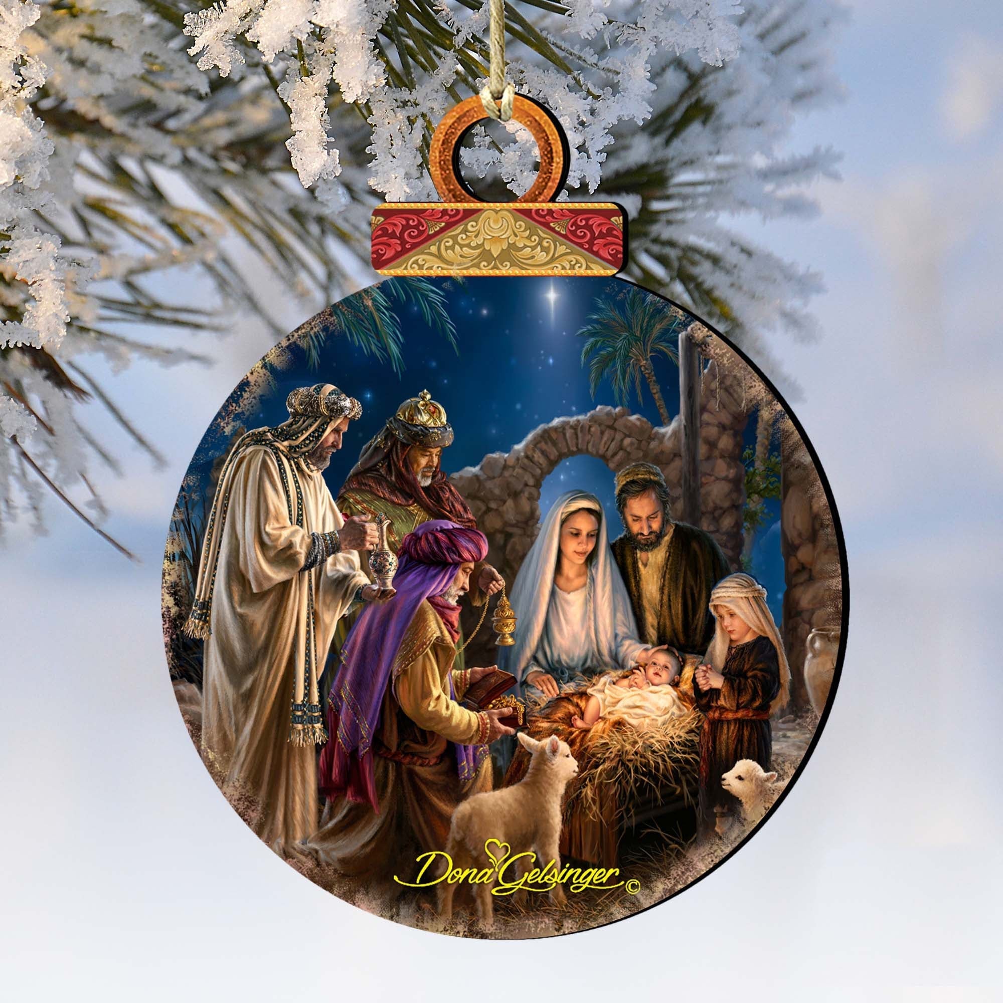 Miracle Nativity Wooden Ornaments by Gelsinger - Nativity Holiday Decor - 8021042-1201
