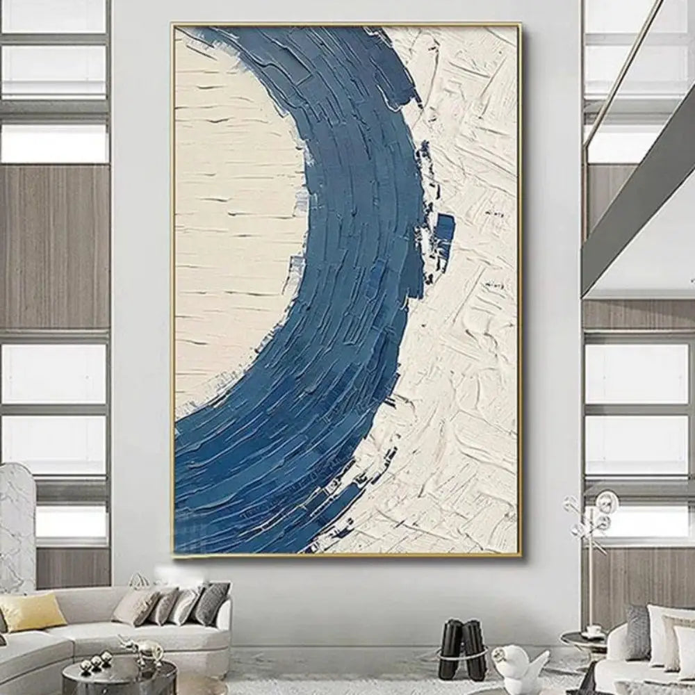 Handpainted Blue Abstract Canvas Art