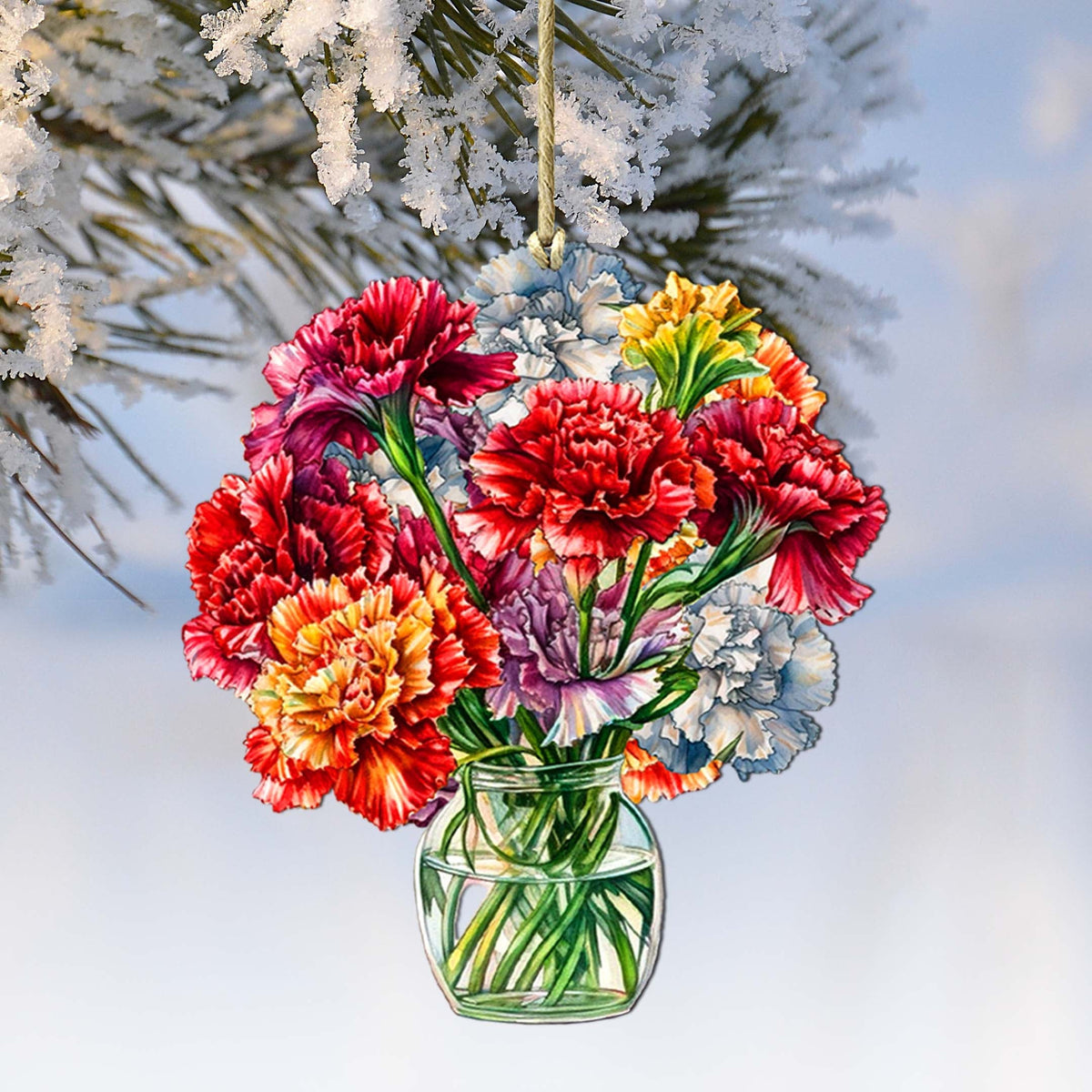Flowers in the Vase Wooden Ornaments by G. Debrekht - Love Family Decor - 8688317