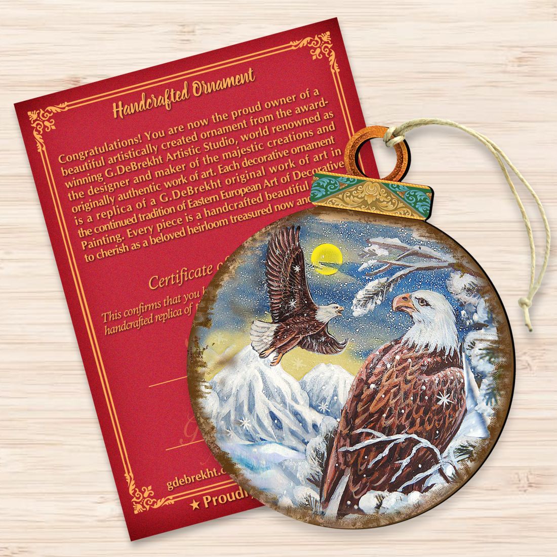 Eagles Ball Wooden Ornaments by G. DeBrekht - Wildlife Holiday Decor - 8025219
