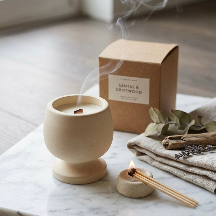 Jesmonite Pedestal Candle