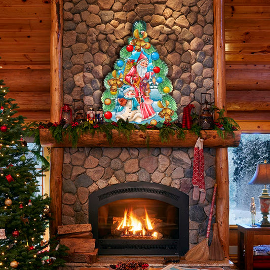 Christmas Arrival Christmas Door Decor by G. DeBrekht - Christmas Santa Snowman Decor - 8114020H