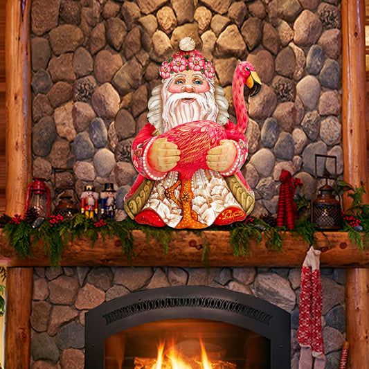 Flamingo Santa Tropical Door Decor by G. DeBrekht - Christmas Santa Snowman Decor - 8117835H