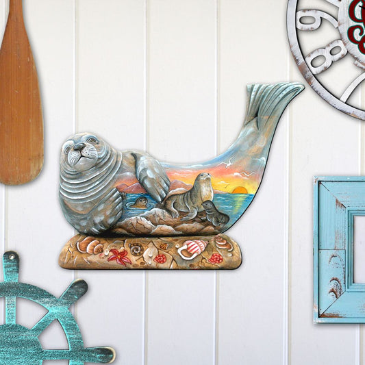 Sea Lion Beach House Door Decor by G. DeBrekht - Coastal Holiday Decor - 8158914H