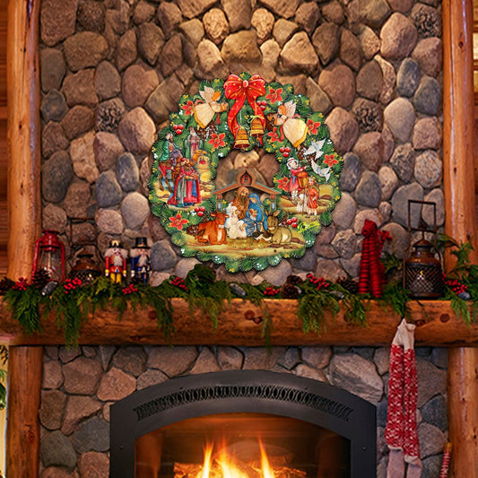 Nativity Holiday Door Wreath by G. DeBrekht - Nativity Holiday Decor - 8185314H