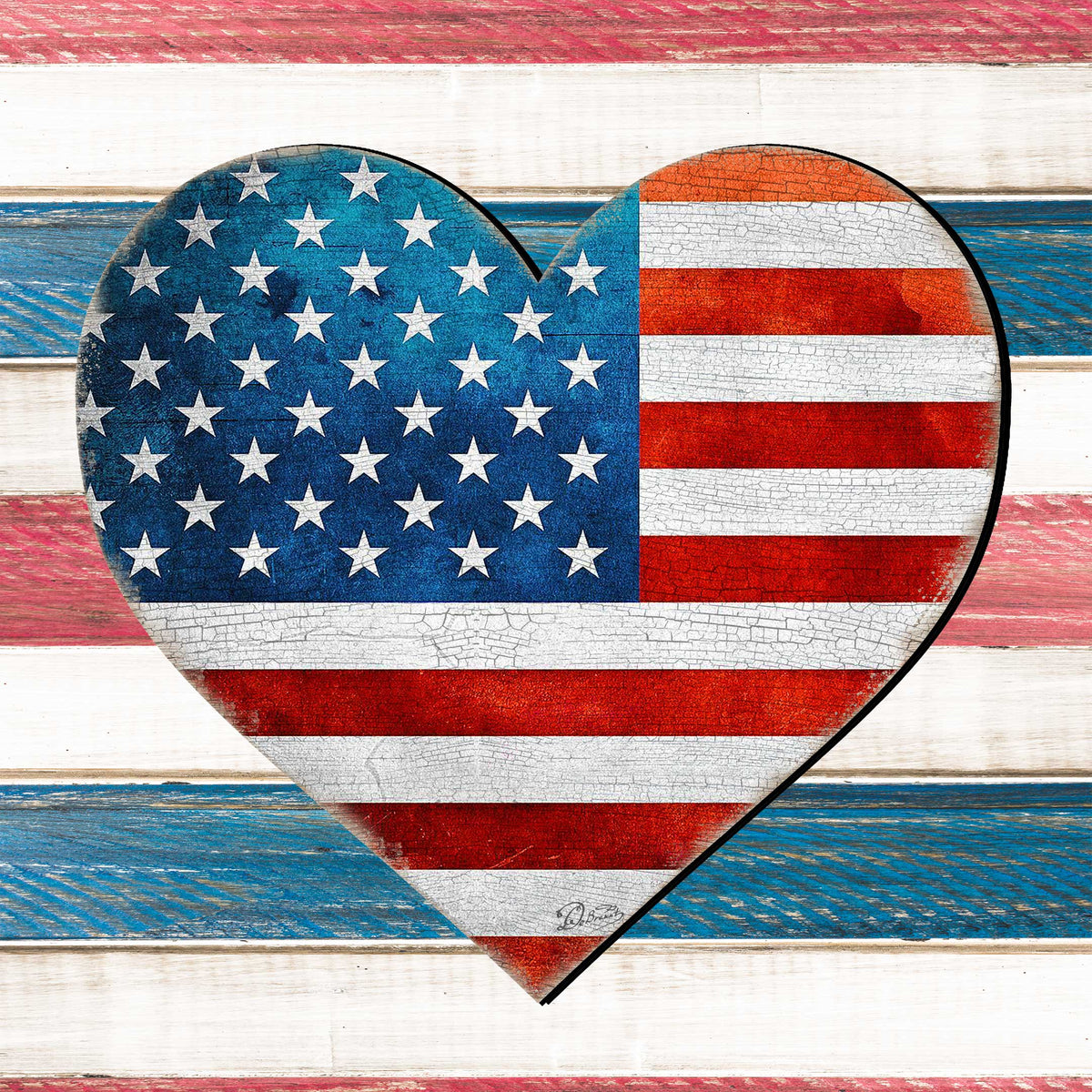 Patriotic Heart Decorative Holiday Door Decor - American Christmas Decor - 8187130-2H
