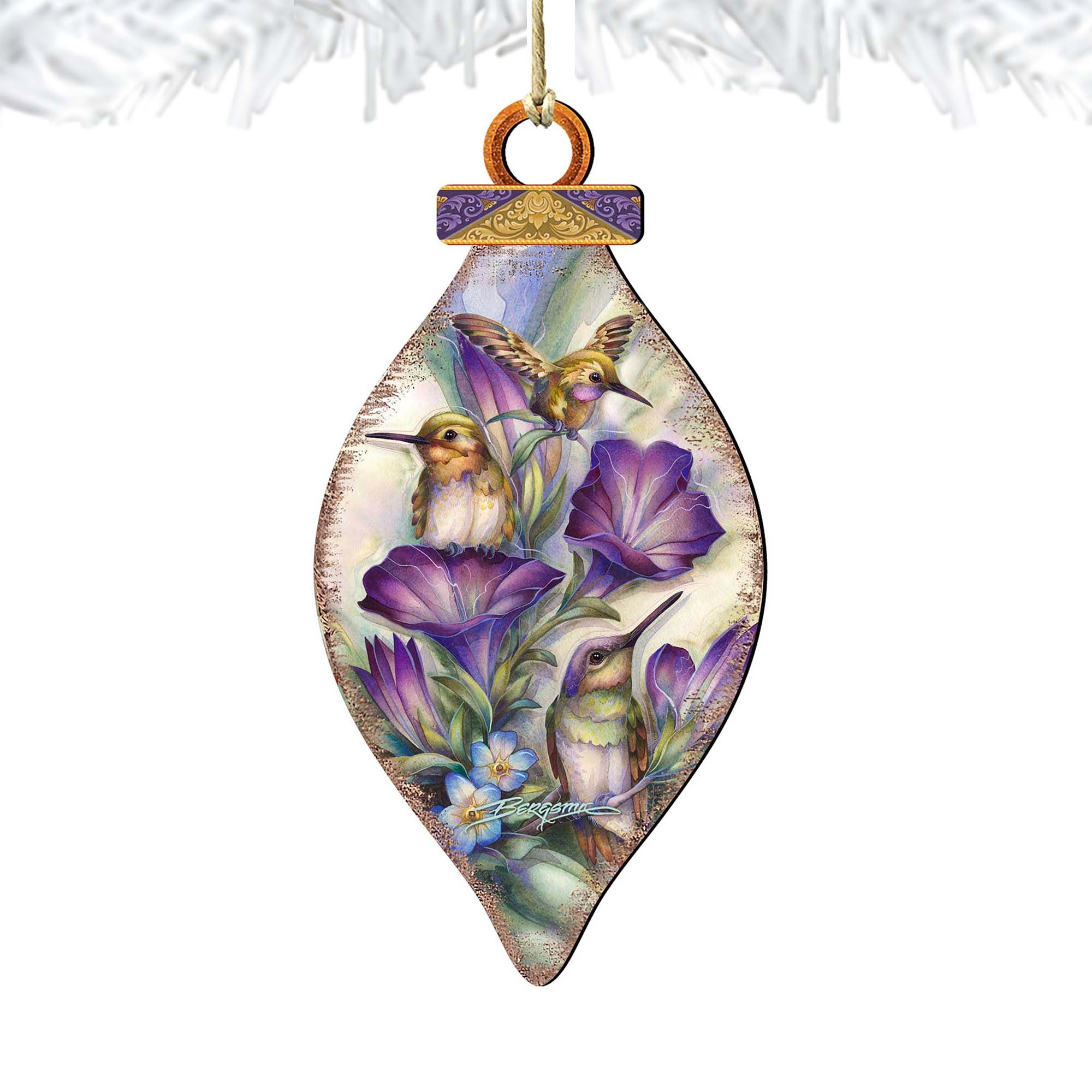Everlasting Friendship Hummingbirds Wooden Ornaments by J. Bergsma - Wildlife Holiday Decor - 8591936-JB