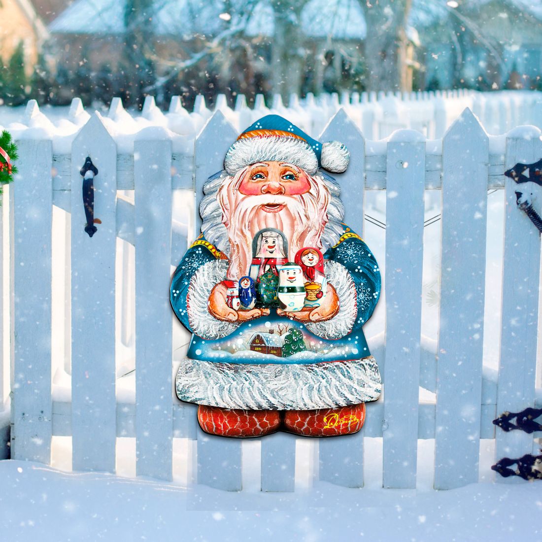Santa with Matreshka Christmas Door Decor by G. DeBrekht - Christmas Santa Snowman Decor - 8117809H