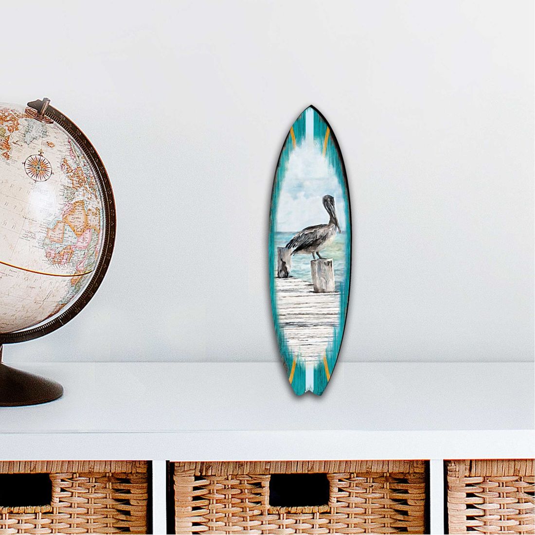 Pelican Surfboard Coastal Outdoor Décor Large Ornament by G. DeBrekht - Coastal Holiday Décor - 8490107MS