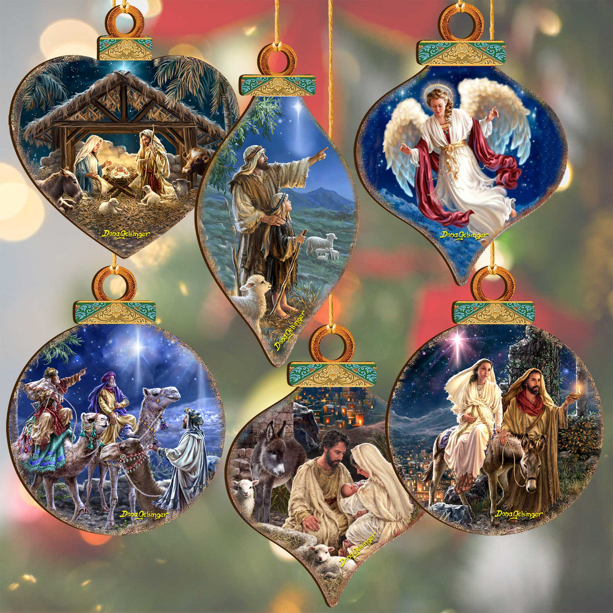 Handcrafted Christmas Ornaments Set of 6 - The Nativity Story Ornaments Set by D. Gelsinger – Nativity Holiday Decor - 8610107-S6